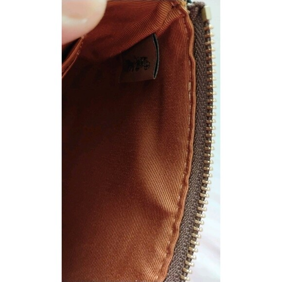 NWT COACH Corner Zip Wristlet Signature Canvas & Leather Brown Logo w/ Black - Picture 6 of 6